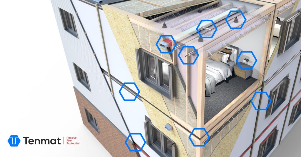 Modular building fire points