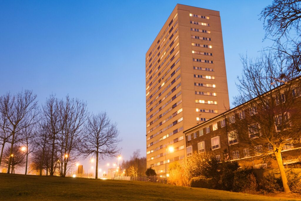 UK high rise building tower block cladding